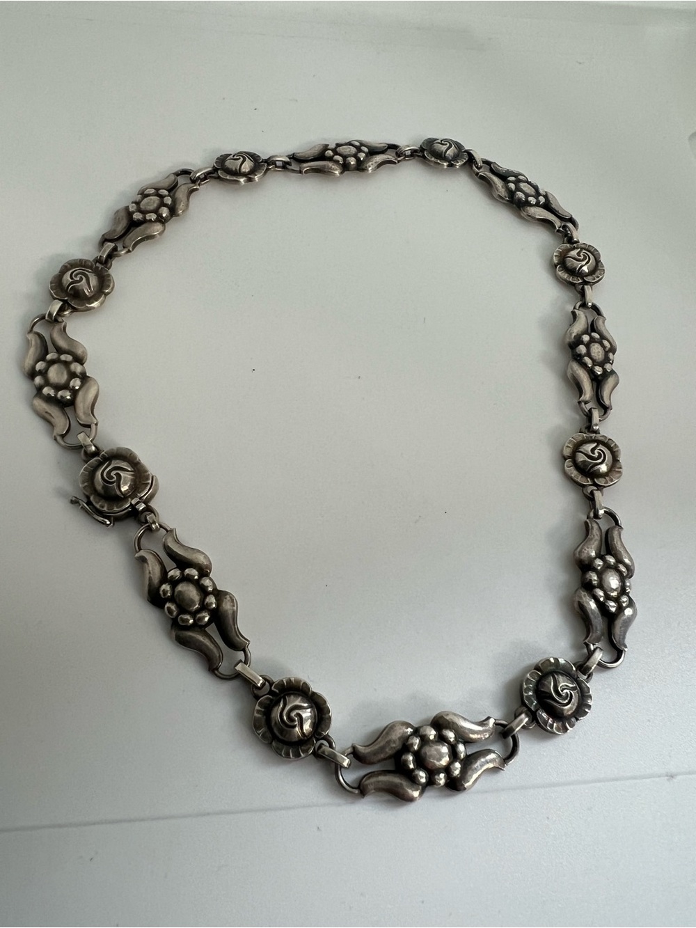 Georg Jensen Sterling Silver Floral Link Necklace